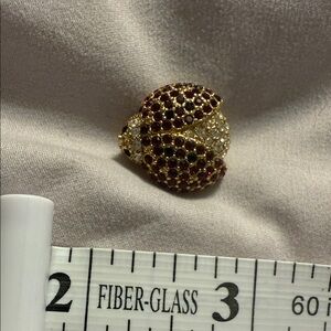 Monet Gold and Deep Red Crystal Ladybug Brooch